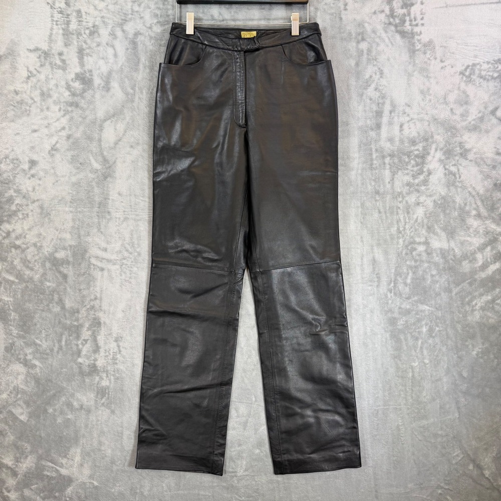 Genuine Lambskin Leather Pants Women's Size 8 Black High Rise Straight Caslon